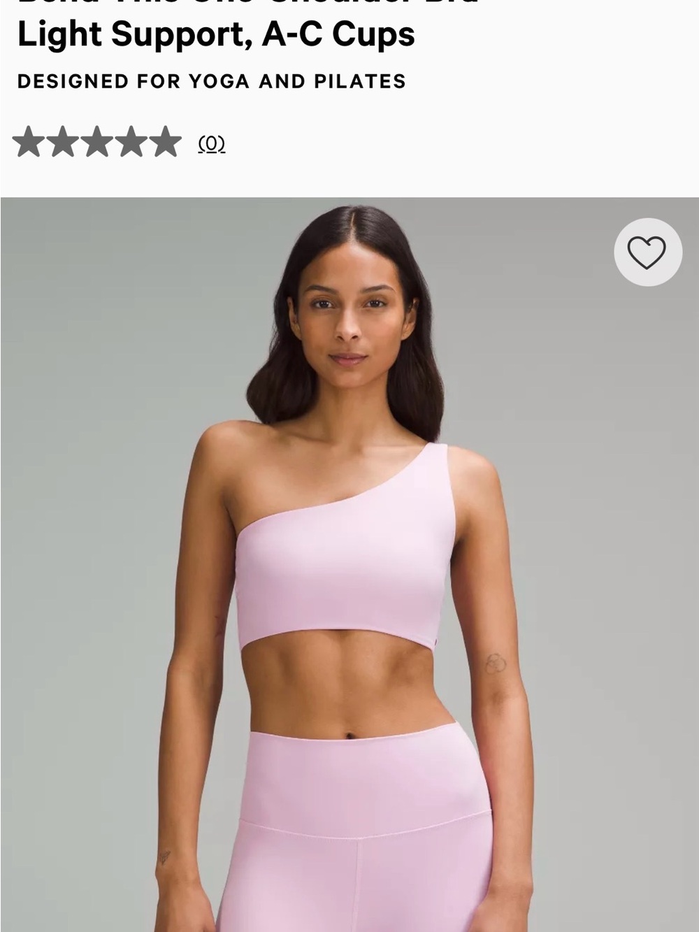 lululemon athletica Asymmetrical One-Shoulder Sports Bra in Pale Pink